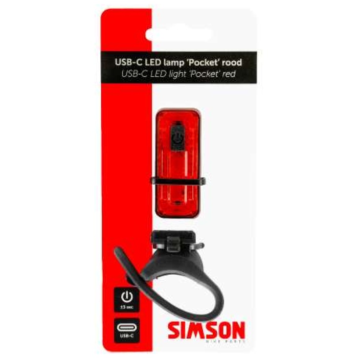 Simson achterlicht Pocket USB-C rood