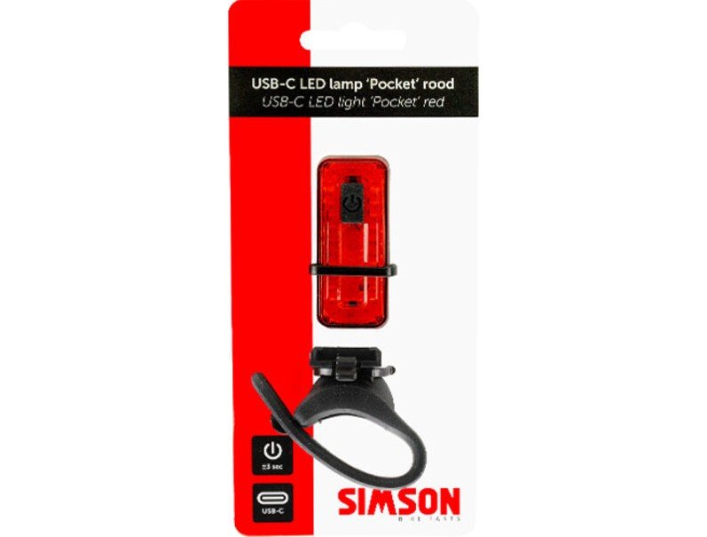 Simson achterlicht Pocket USB-C rood